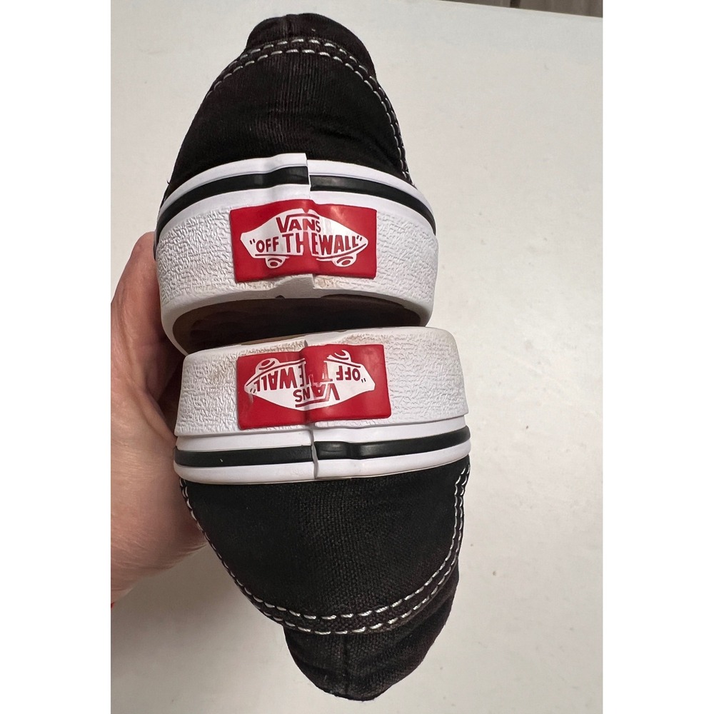 Vans Classic Slip-On Sneaker Women 8.5 Black White Canvas Sneakers Skater - Picture 5 of 11
